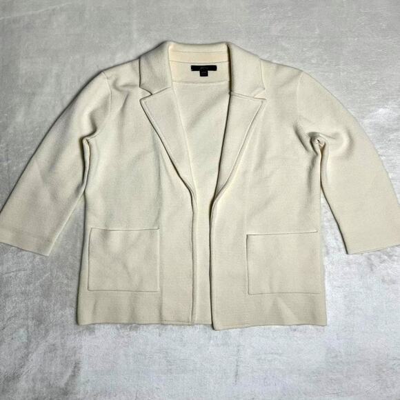 J Crew Ivory Merino Wool Cardigan Women's XXS Sophie Open Front Sweater Minimal - Picture 1 of 9